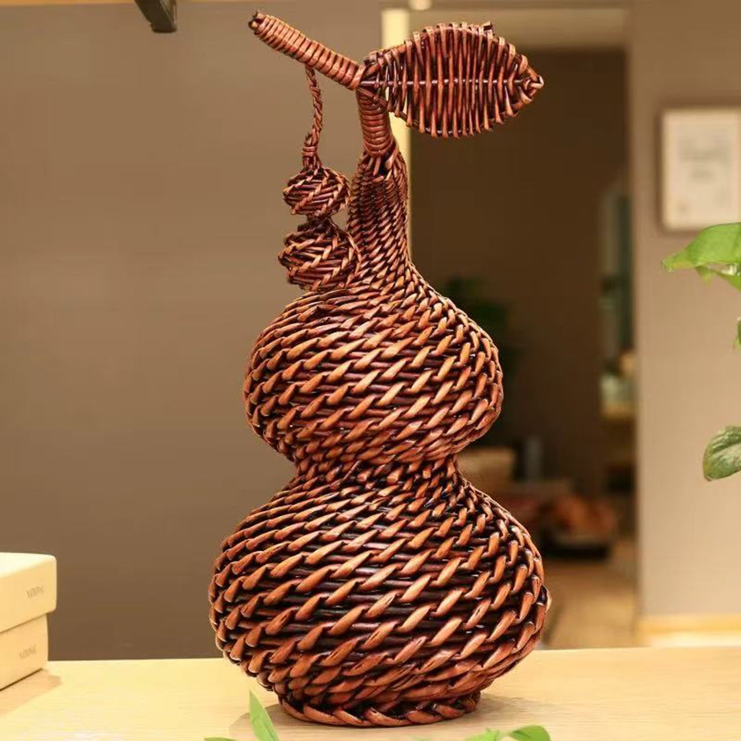 Loomveil Handwoven Gourd Ornament | Lucky Woven Rattan & Willow Decor | Small Handcrafted Artisan Home Accent | Unique Creative Gift