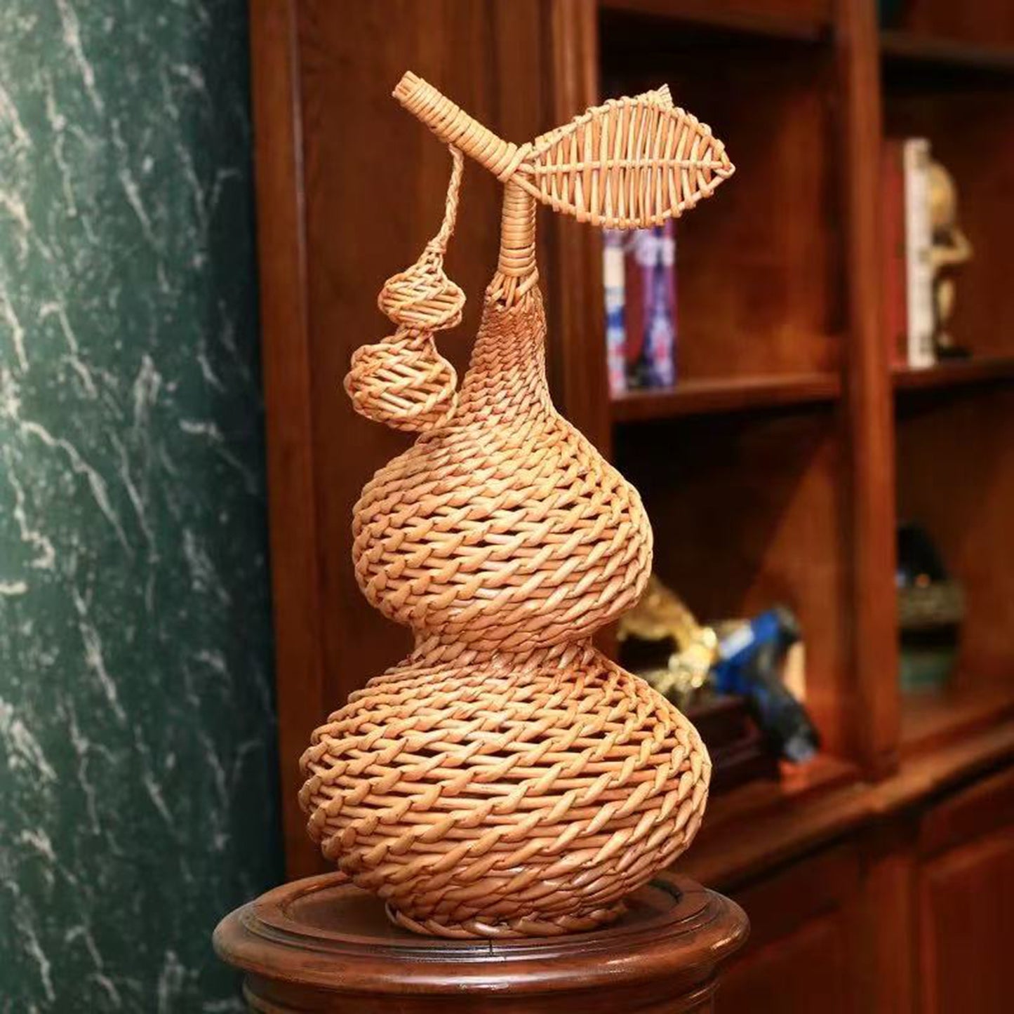 Loomveil Handwoven Gourd Ornament | Lucky Woven Rattan & Willow Decor | Small Handcrafted Artisan Home Accent | Unique Creative Gift