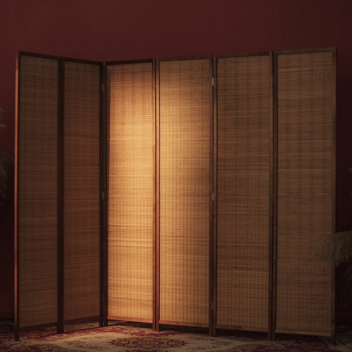 Loomveil 6 Panel Divider Screen Bamboo Room Divider Panel Screen for Room Seperation,67 inch Height