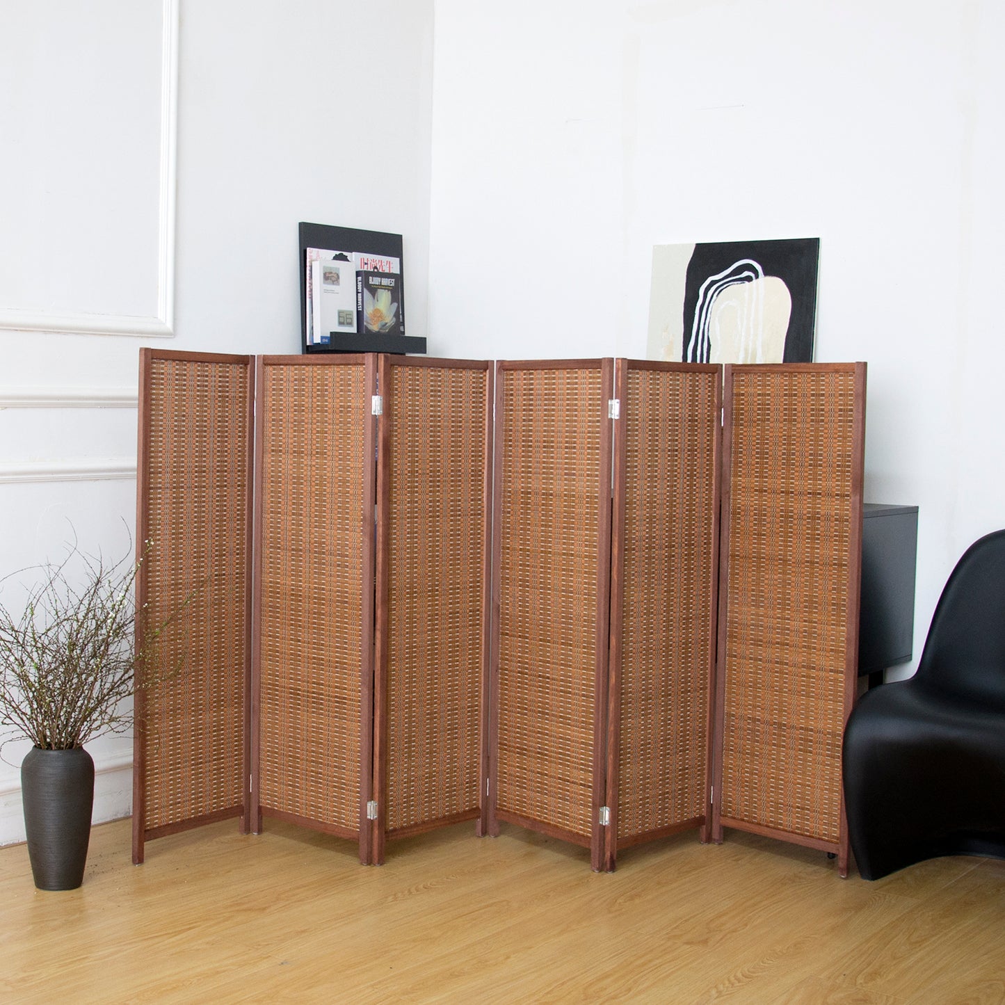 Loomveil 6 Panel Divider Screen Bamboo Room Divider Short Panel Screen for Room Seperation,47.2 inch Height