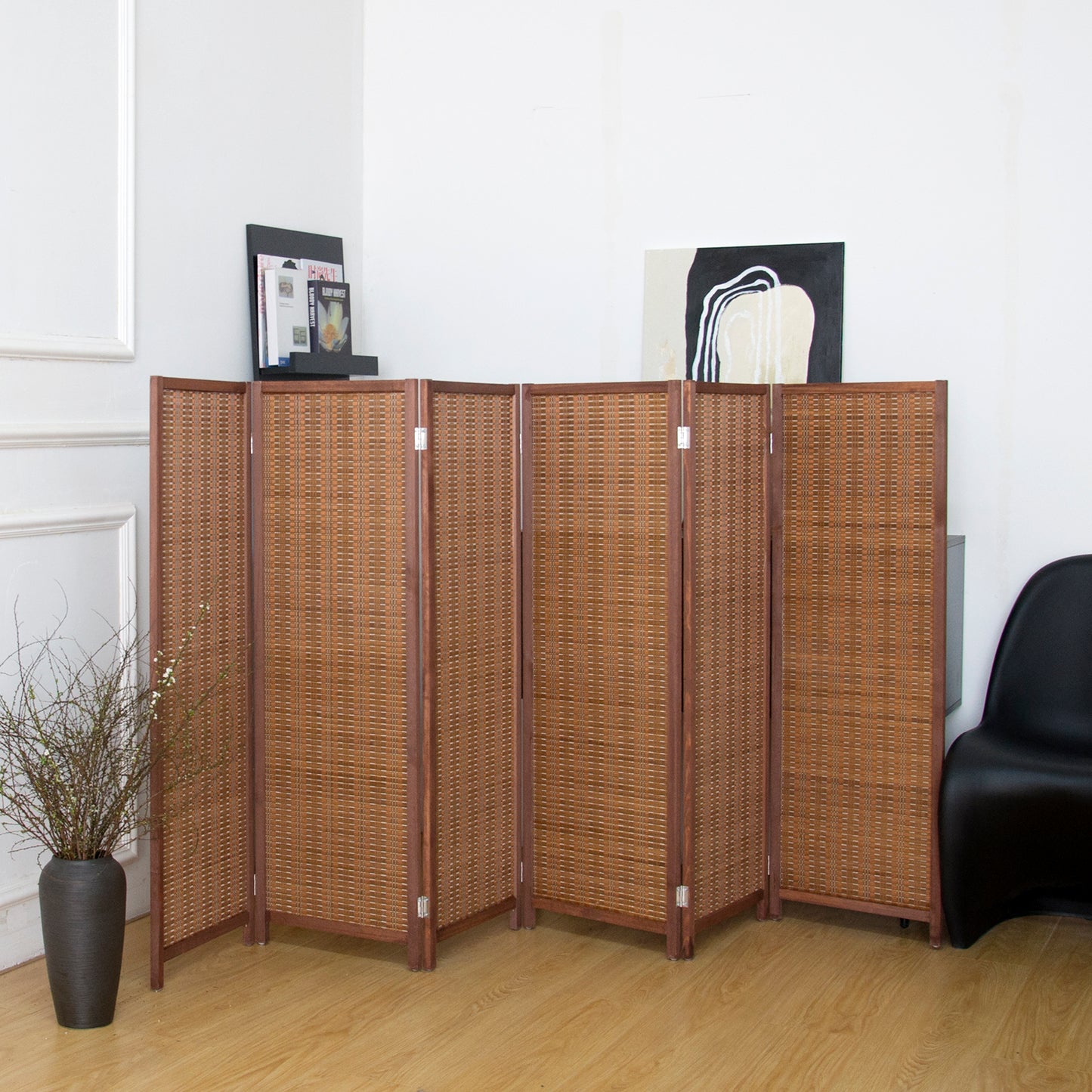 Loomveil 6 Panel Divider Screen Bamboo Room Divider Short Panel Screen for Room Seperation,47.2 inch Height