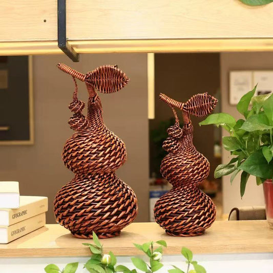 Loomveil Handwoven Gourd Ornament | Lucky Woven Rattan & Willow Decor | Small Handcrafted Artisan Home Accent | Unique Creative Gift