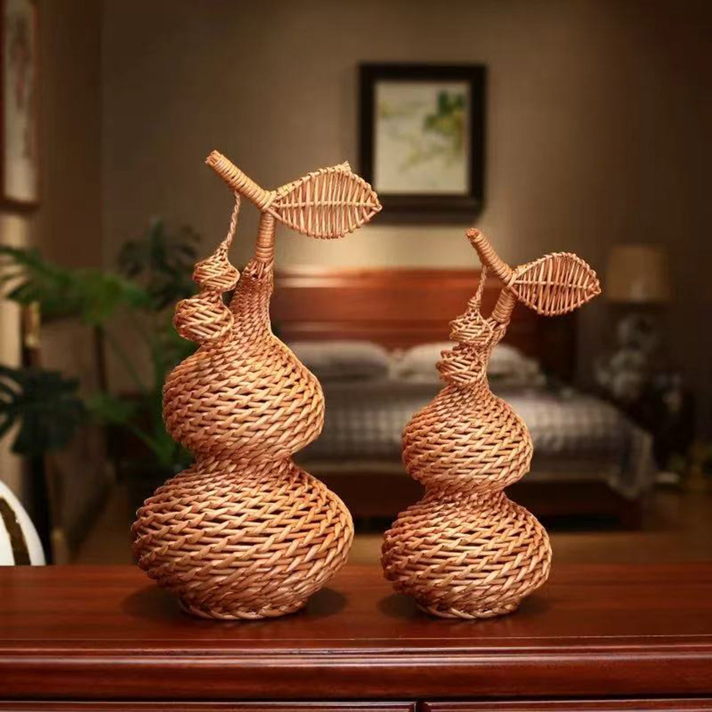 Loomveil Handwoven Gourd Ornament | Lucky Woven Rattan & Willow Decor | Small Handcrafted Artisan Home Accent | Unique Creative Gift