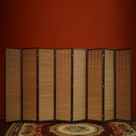 Loomveil 8 Panel Divider Screen Bamboo Room Divider Panel Screen for Room Seperation,67 inch Height