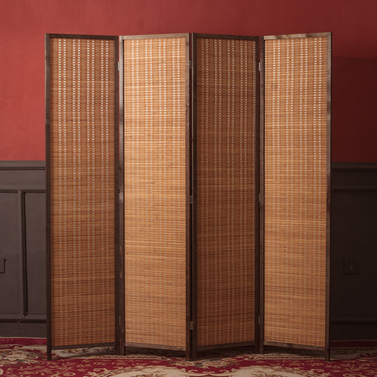 Loomveil 4 Panel Divider Screen Bamboo Room Divider Panel Screen for Room Seperation,67 inch Height