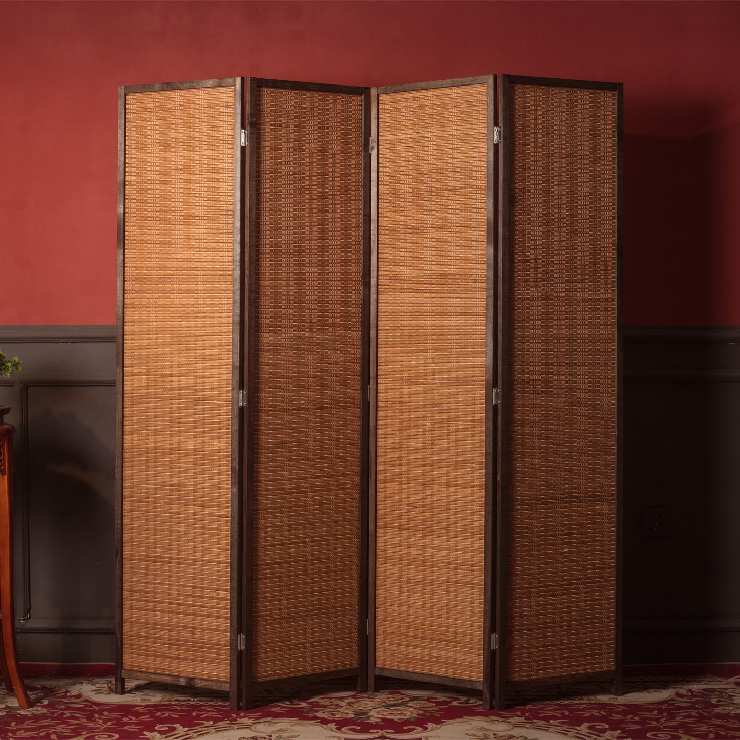 Loomveil 4 Panel Divider Screen Bamboo Room Divider Panel Screen for Room Seperation,67 inch Height