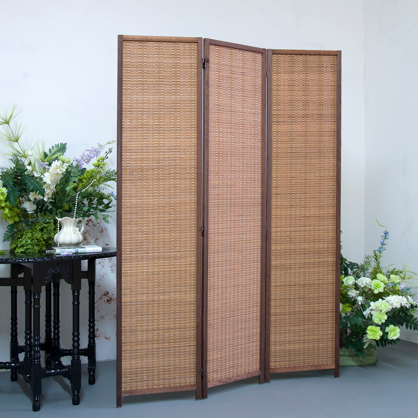 Loomveil 3 Panel Divider Screen Bamboo Room Divider Panel Screen for Room Seperation,67 inch Height