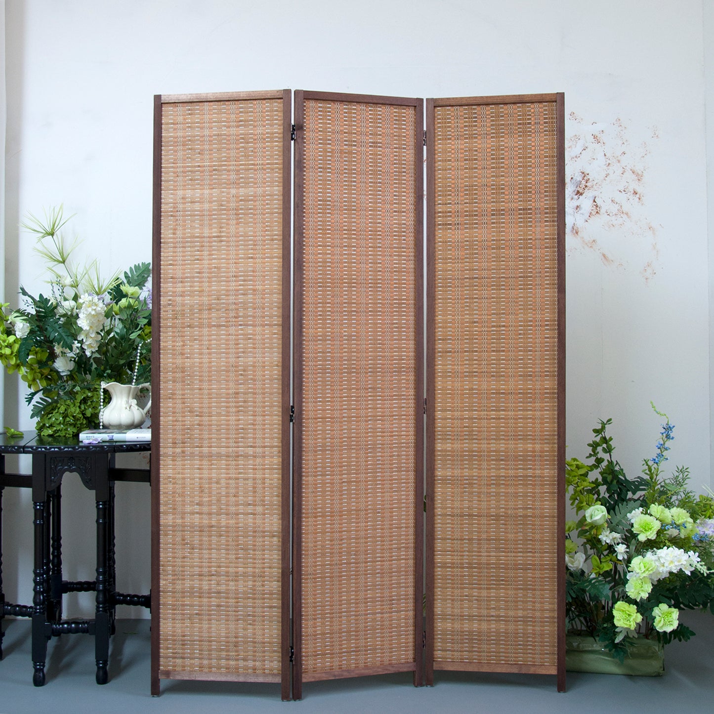 Loomveil 3 Panel Divider Screen Bamboo Room Divider Panel Screen for Room Seperation,67 inch Height