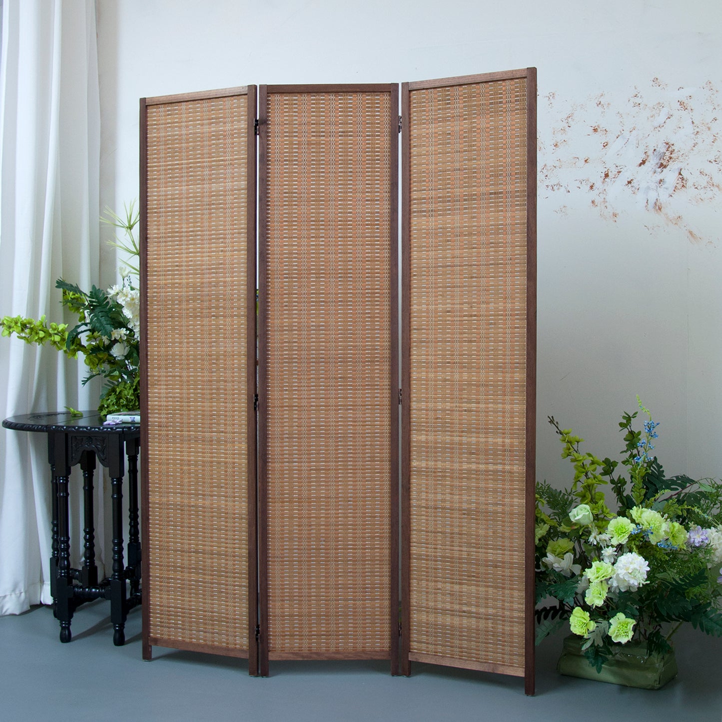Loomveil 3 Panel Divider Screen Bamboo Room Divider Panel Screen for Room Seperation,67 inch Height