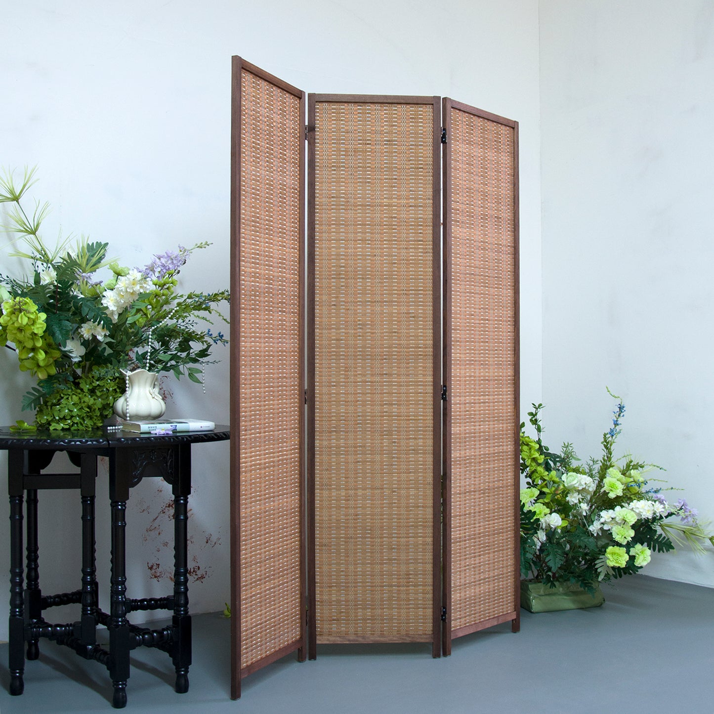 Loomveil 3 Panel Divider Screen Bamboo Room Divider Panel Screen for Room Seperation,67 inch Height