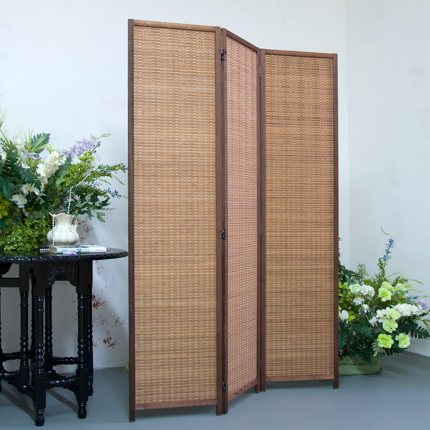 Loomveil 3 Panel Divider Screen Bamboo Room Divider Panel Screen for Room Seperation,67 inch Height