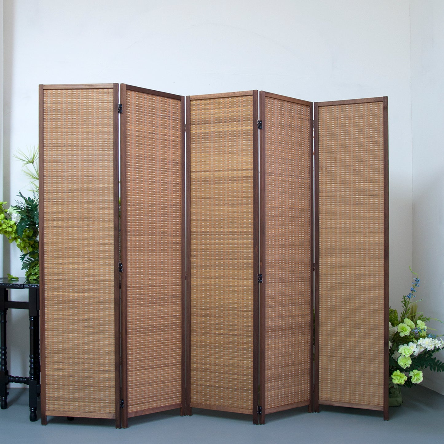 Loomveil 5 Panel Divider Screen Bamboo Room Divider Panel Screen for Room Seperation,67 inch Height