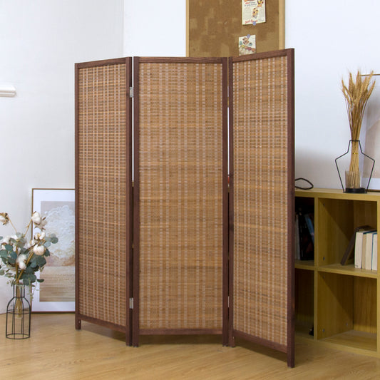 Loomveil 3 Panel Divider Screen Bamboo Room Divider Short Panel Screen for Room Seperation,47.2 inch Height