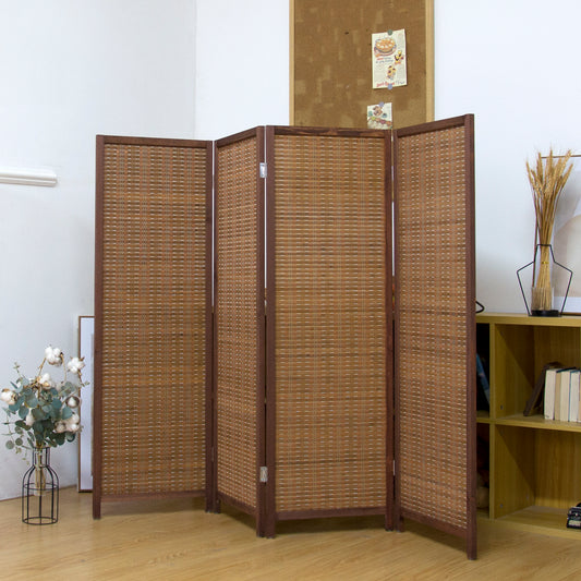 Loomveil 4 Panel Divider Screen Bamboo Room Divider Short Panel Screen for Room Seperation,47.2 inch Height